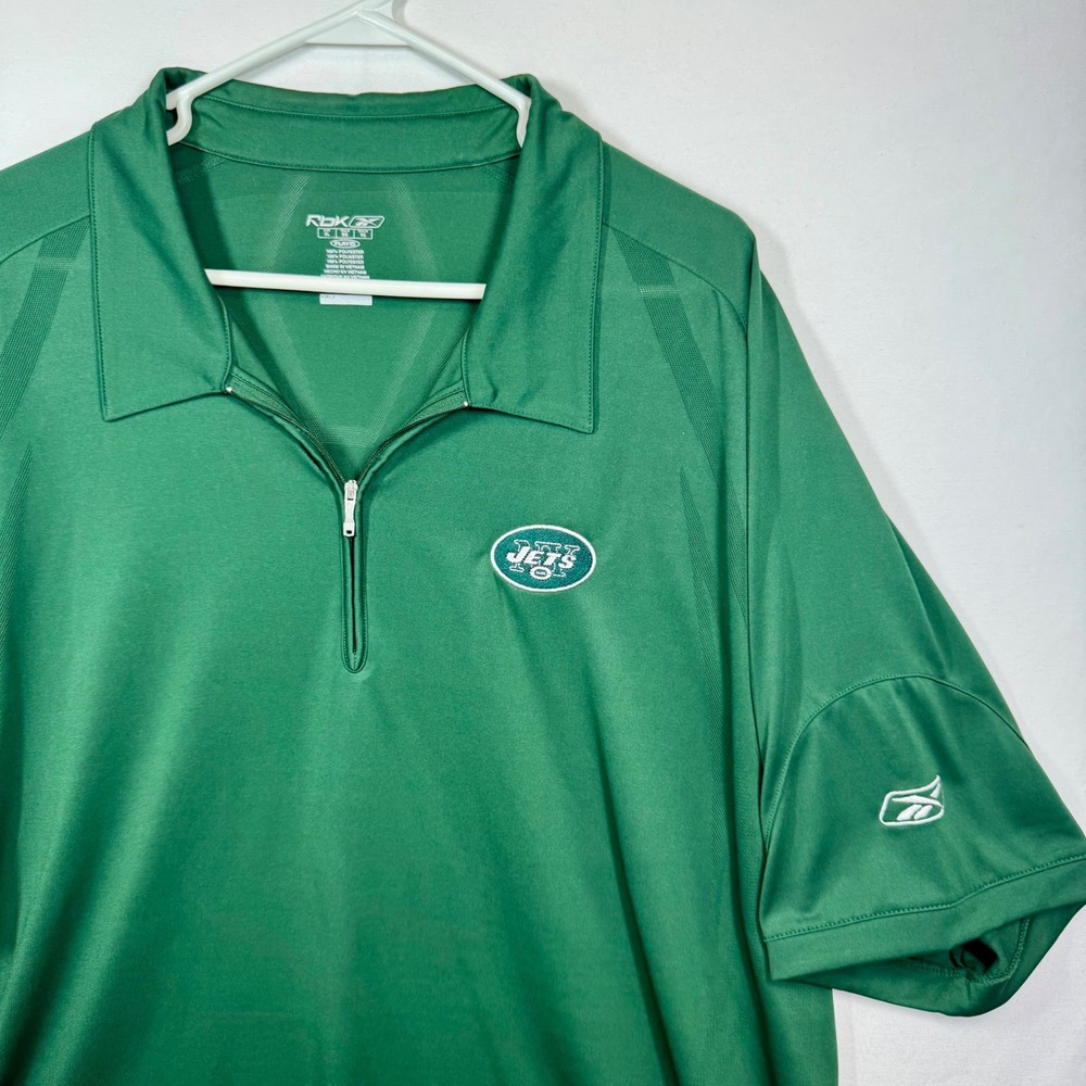 New York Jets Reebok NFL Polo Shirt 1/4 Zip Green Athletic Sz‎ XL